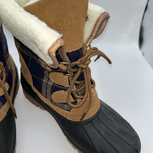 Womens Winter Boots, Waterproof Leather,fabric,rubber Fleece Boots (Size 9M) STQ - Picture 15 of 16